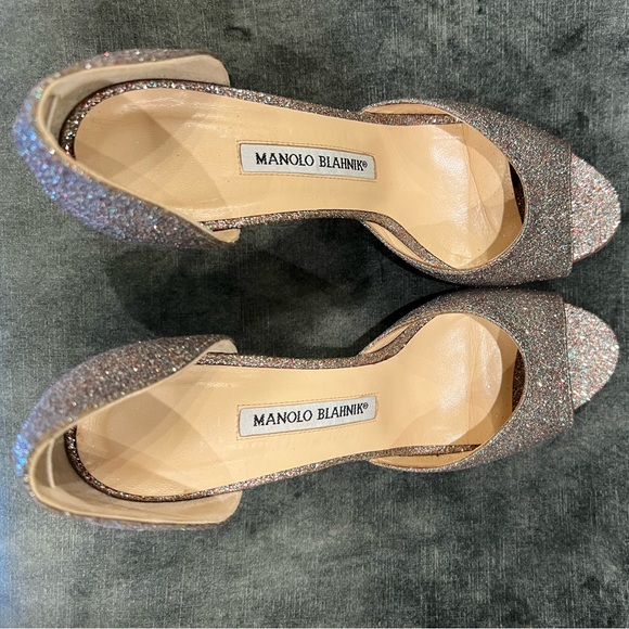 Manolo Blahnik peep toe glitter heels - Picture 4 of 4